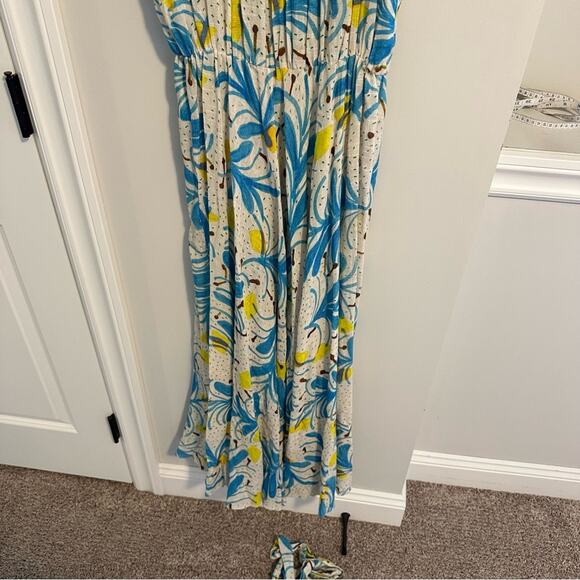 Tuckernuck Soler Yellow Blue Linen Floral Maxi Dress XS/S - Picture 8 of 16